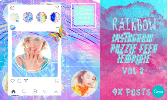Download Rainbow Instagram Puzzle Template Vol 2 - Rainbow instagram Collection