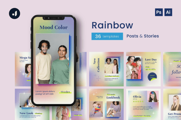 Download Rainbow Instagram Template - Rainbow instagram Collection